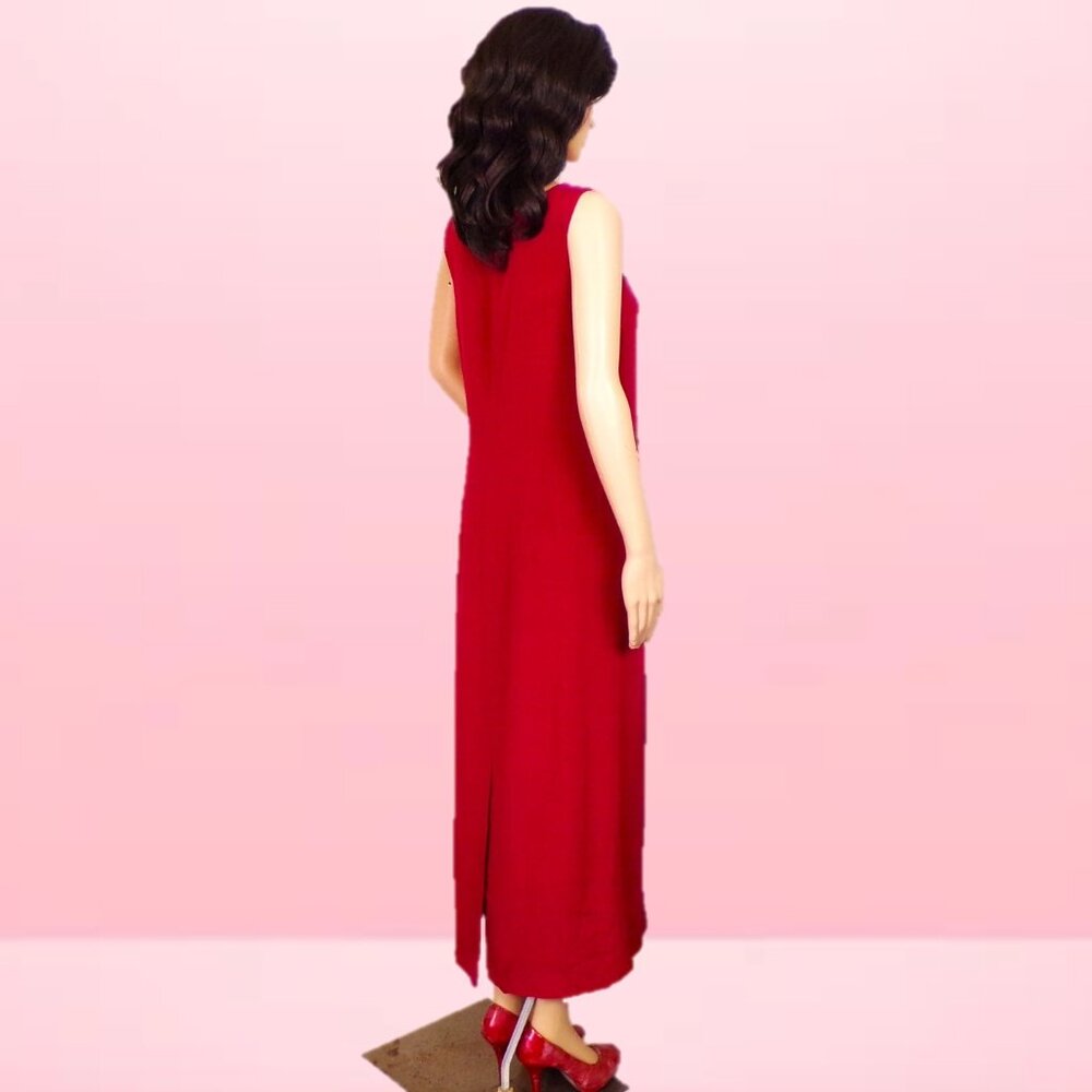 SILK! TALBOTS size 6 red sleeveless full-length sheath dress 100% silk DC only - Picture 4 of 10